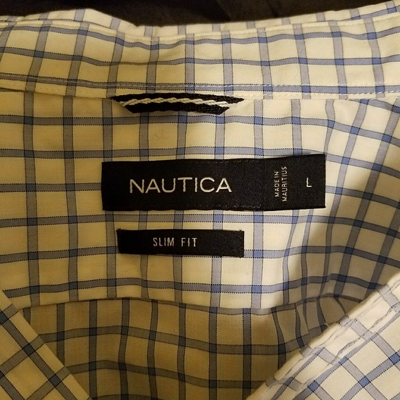 Men's long sleeve Nautica shirt white and blue str - Picture 2 of 2